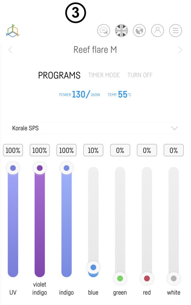 Proper LED lamp setting - Smart Reef App - Screen 4